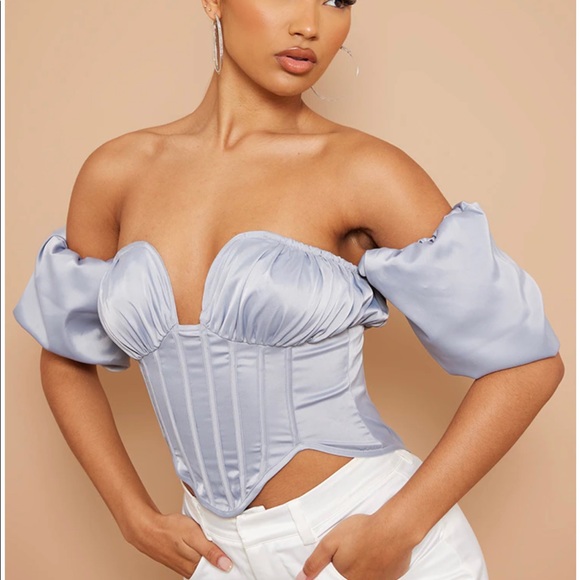 Dusty Blue Corset Top - Picture 4 of 11